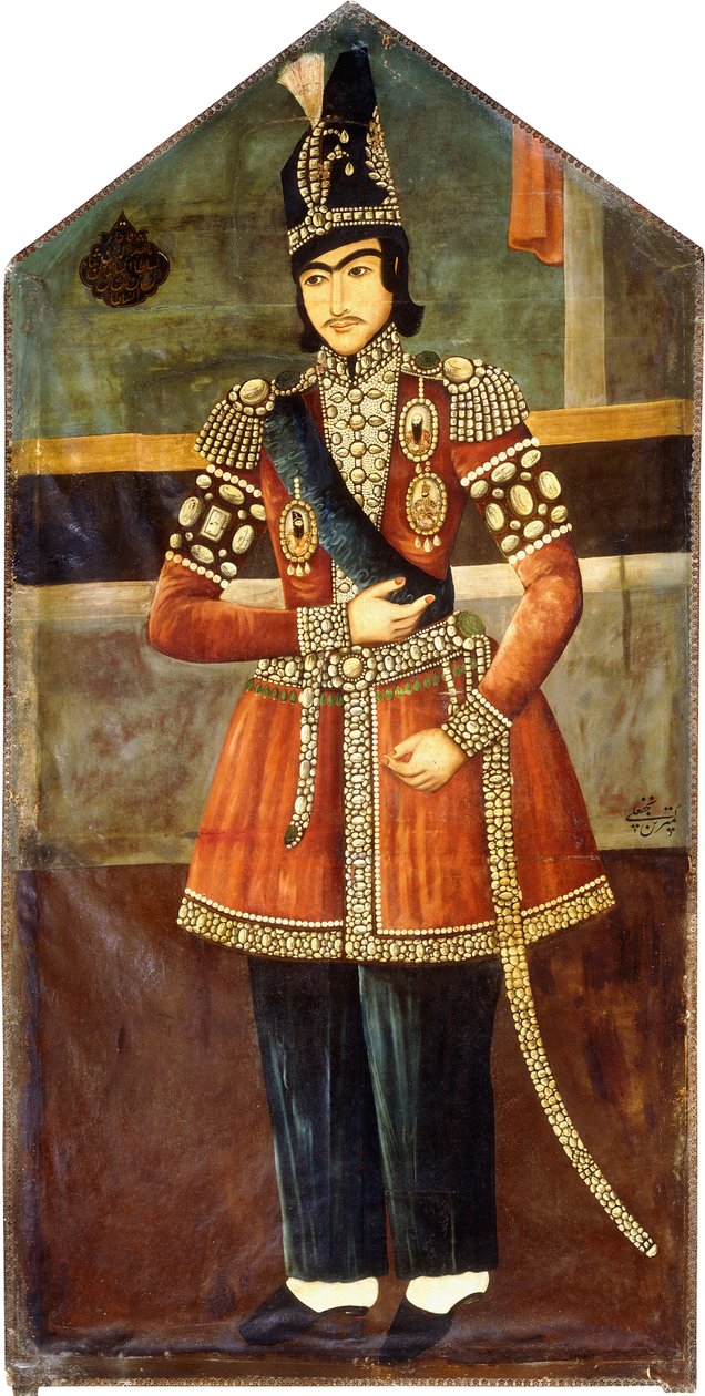 F. Nasir al-Din Shah portréja, 1850 körül alkotó: Persian School