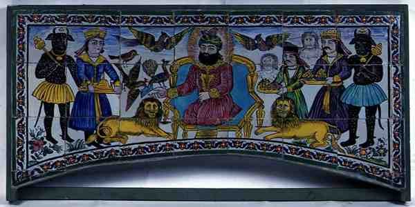 Qajar Cuerda Seca Panel, Shiraz (mázas agyag) alkotó: Persian School