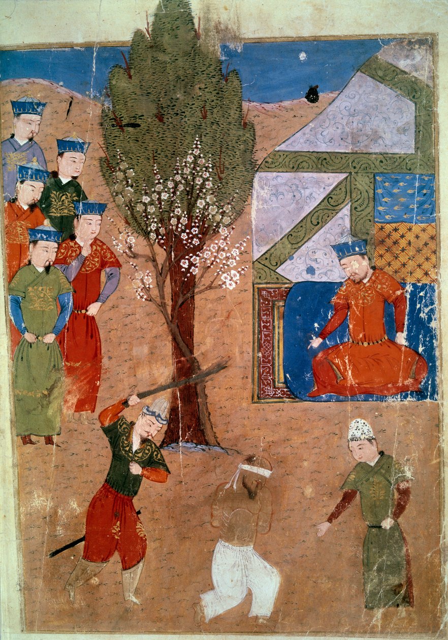Csaghtai kánt (1227-1242) ábrázolja trónján, ő Dzsingisz kán fia. A perzsa miniatúra, amelyet Rasid al-din (al din) történész „Dzsami al-tawarikh” (Dzsami al-tawarikh) vagy „Universal History” című könyvéből vett. ) (1247-1318) 1430 körül Párizs, B.N. alkotó: Persian School
