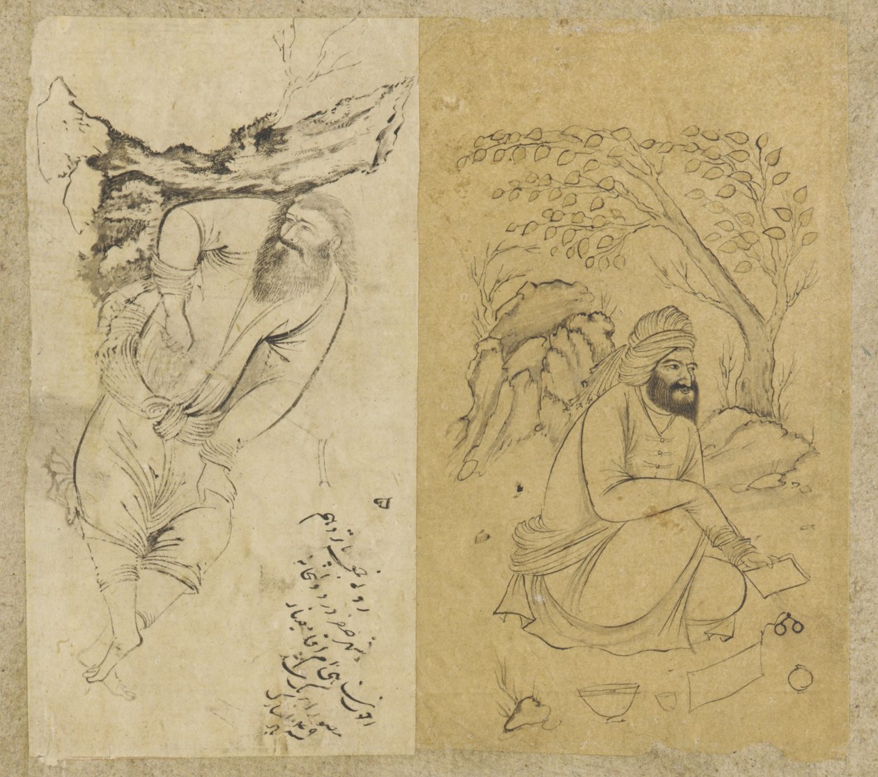 Pihenő ember, Iszfahán, Szafavida-dinasztia, 1639 (tinta papíron) alkotó: Persian School
