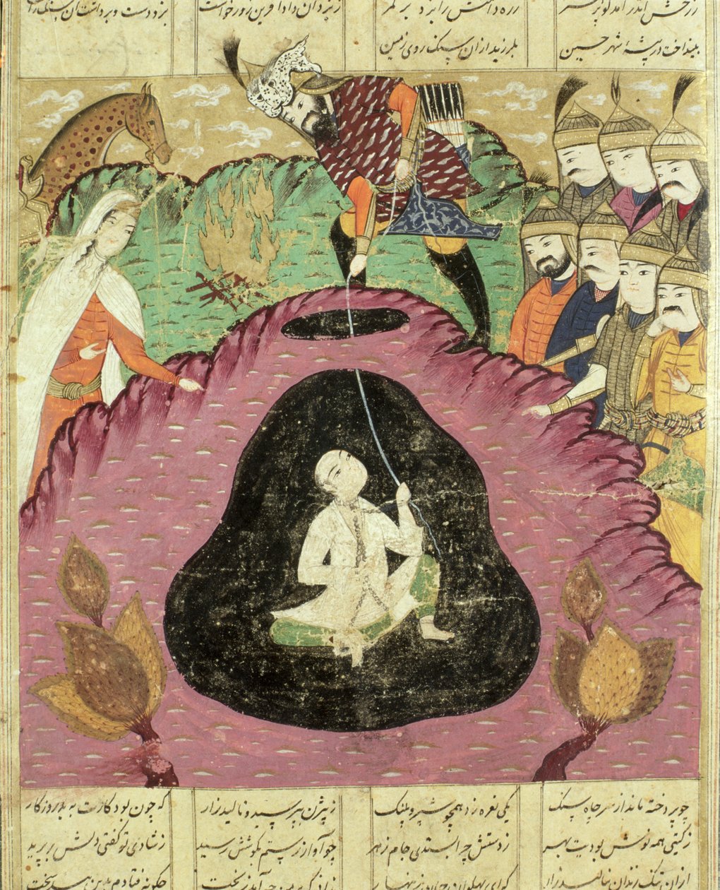 Rostam kihúzza Bijant a barlangból, illusztráció a Shahnama-ból (Királyok könyvéből), Abul-Qasim Manur Firdawsi (934 körül-1020 körül) 1619 alkotó: Persian School