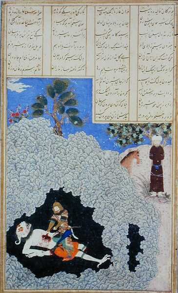 Rusztam kivonja a fehér démon máját, illusztráció a „Shahnama”-ból (Királyok Könyvéből), Abu