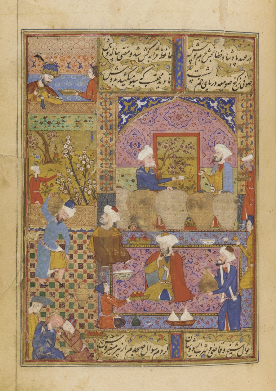Jelenet egy kocsmában egy dívánból, Hafiz, 1552-53 körül alkotó: Persian School
