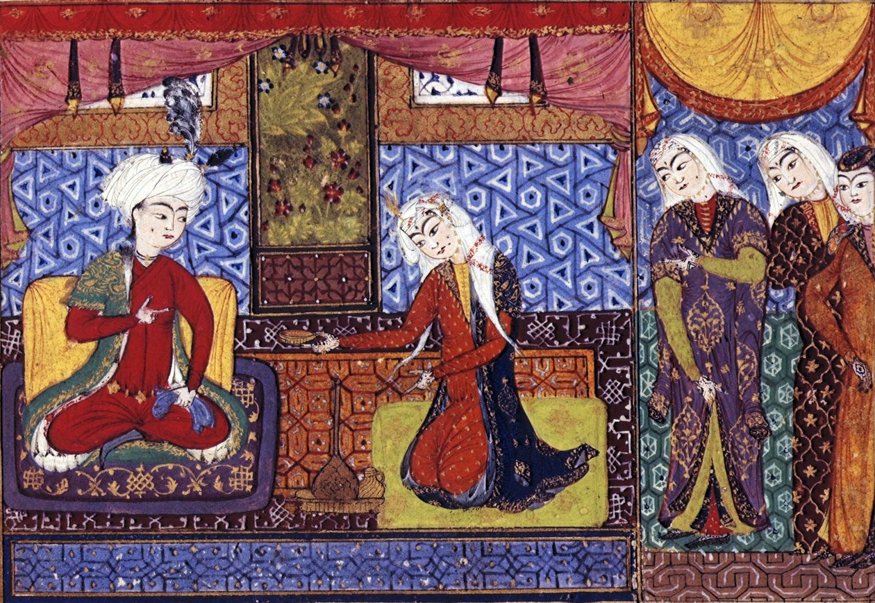 Iszfaháni Shakar bort kínál Khusrawnak, 1505 körül alkotó: Persian School