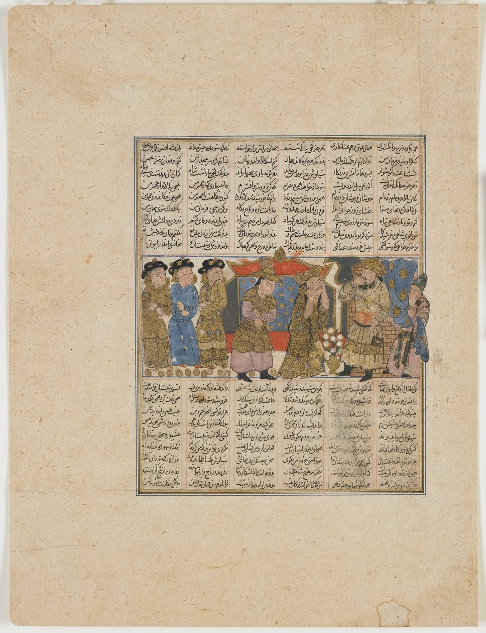 Sudaba vádat emel Siyavush ellen, Firdawsi (megh. 1020) Shahnamából (Királyok könyvéből) (átlátszatlan akvarell, tinta, arany és ezüst papíron) alkotó: Persian School