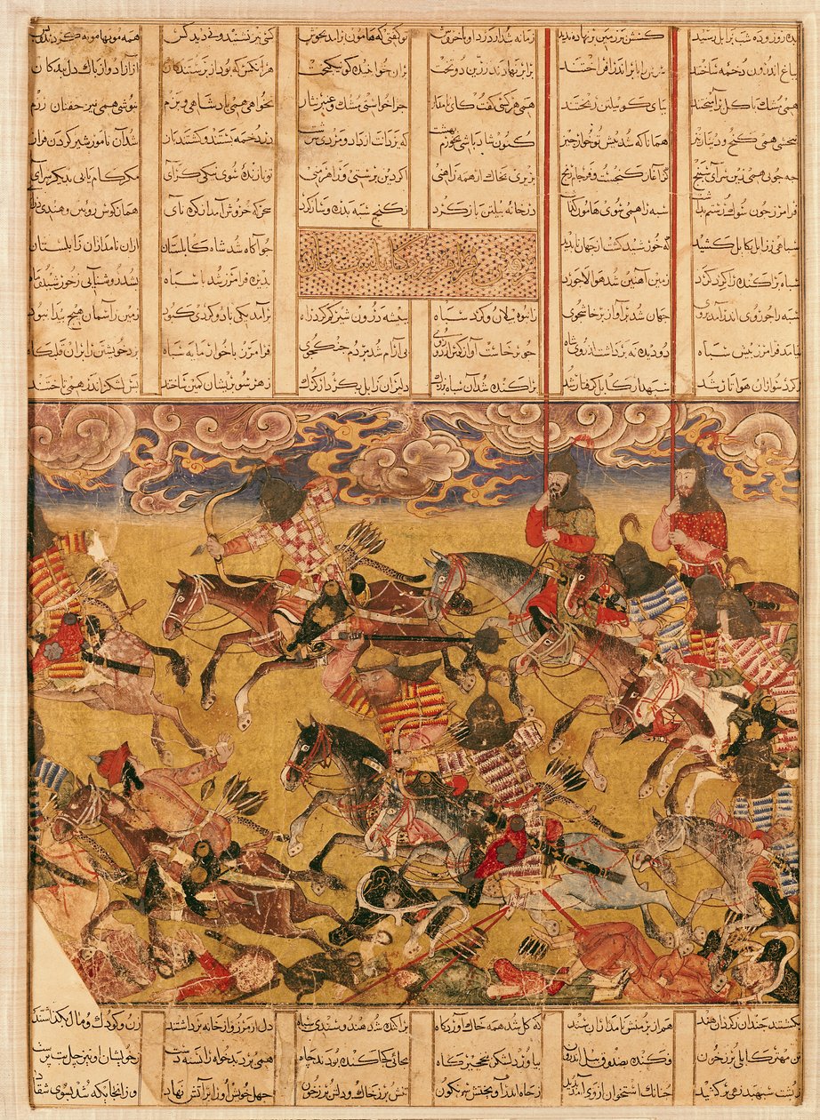 A faramouzi lovasok rohama, illusztráció a „Shahnama”-ból (Királyok könyvéből), Abu