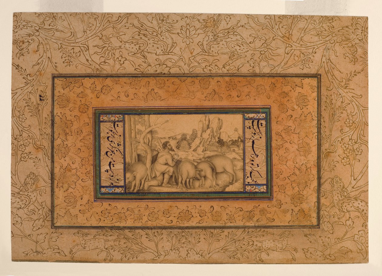 A tékozló fiú, 1600 körül (átlátszatlan wc és tinta papíron) alkotó: Persian School