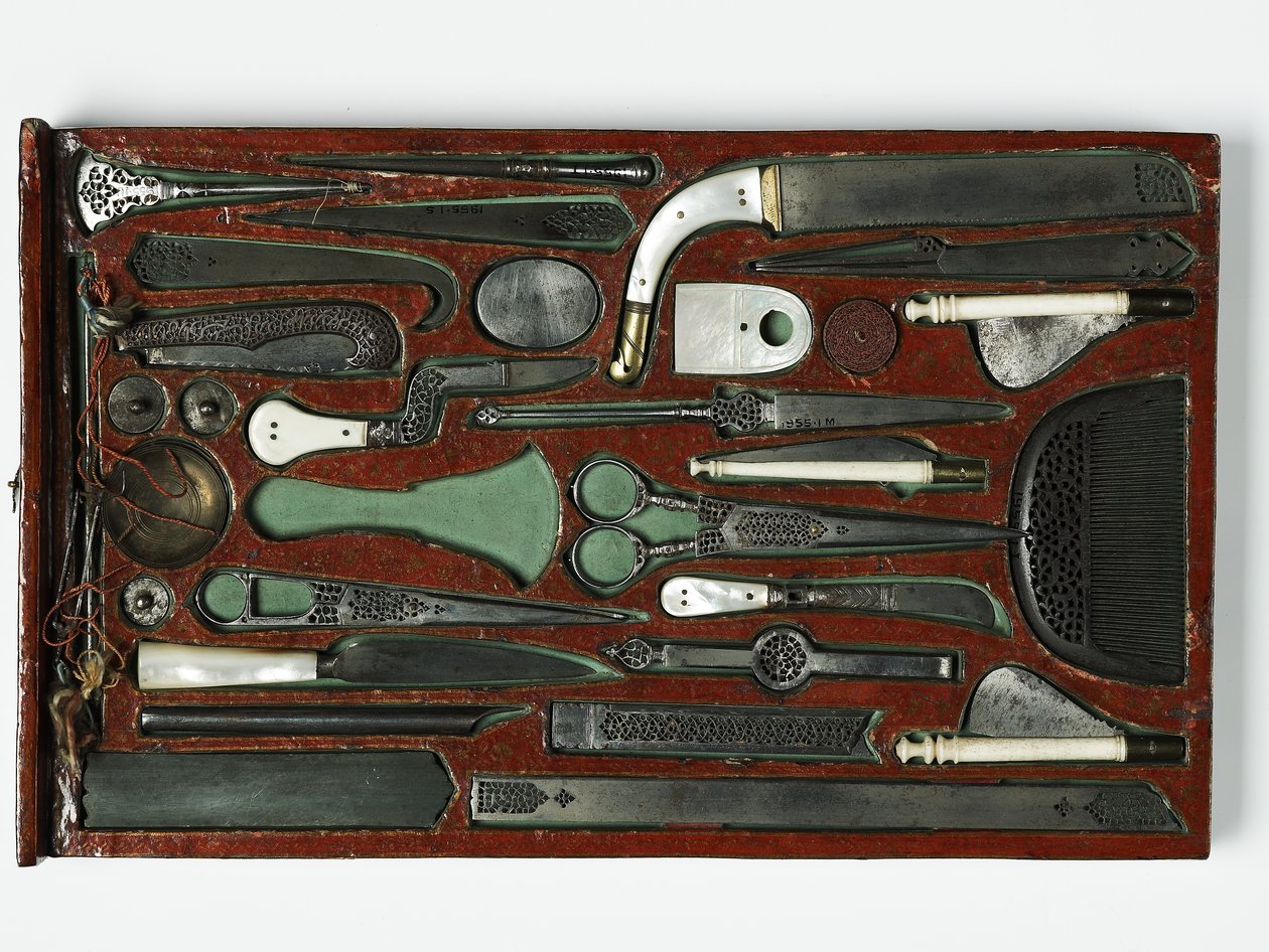A Szent Családot ábrázoló szerszámkészlet, 1830 körül (vegyes technika) alkotó: Persian School