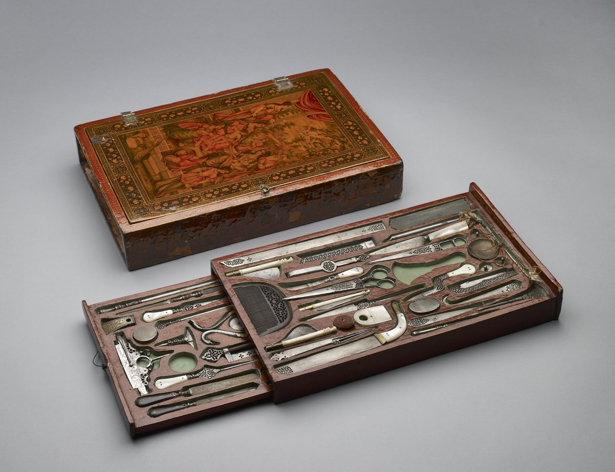 A Szent Családot ábrázoló szerszámkészlet, 1830 körül (vegyes technika) alkotó: Persian School