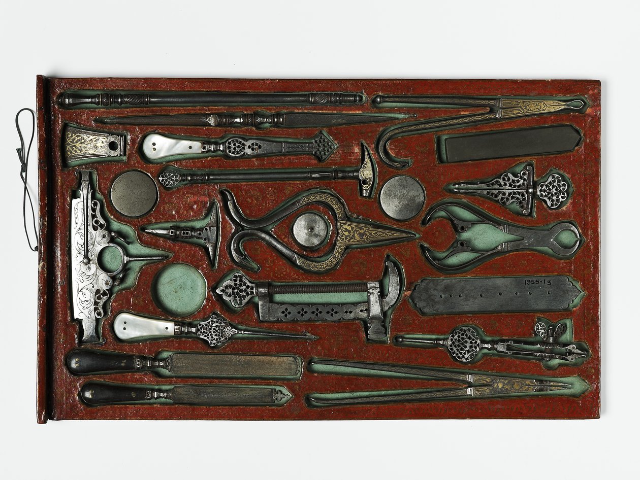A Szent Családot ábrázoló szerszámkészlet, 1830 körül (vegyes technika) alkotó: Persian School