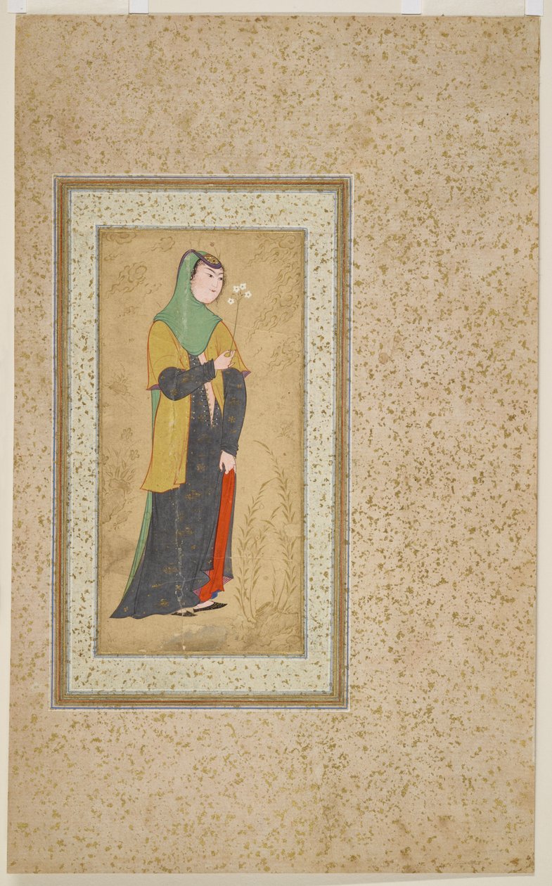 Nő virágpermettel, 1595 körül alkotó: Persian School
