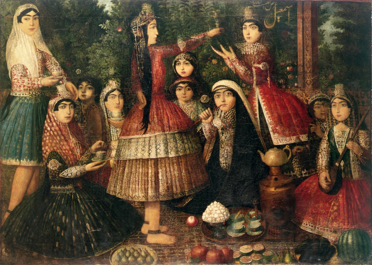 Nők és gyerekek a kertben, 19. század alkotó: Persian School