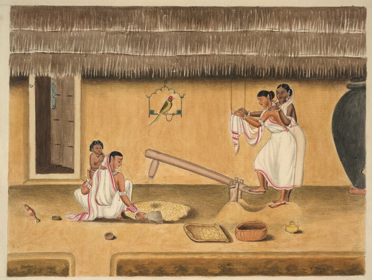 Női hántolatlan hántolatlan dhenkivel, 1840 körül (akvarell, papír) alkotó: Persian School