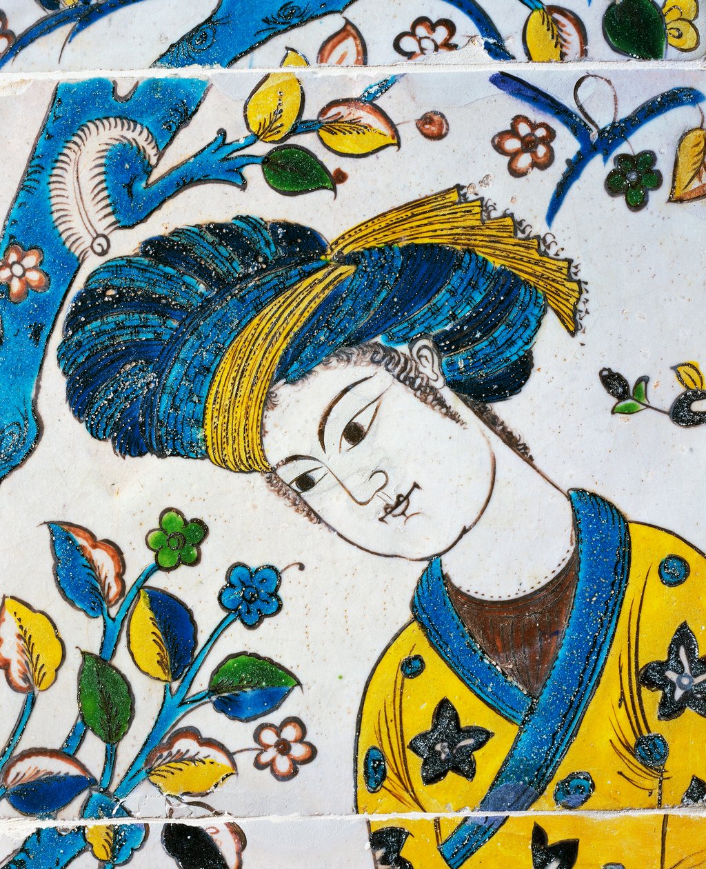 Fiatal férfi turbánnal, játékok a kertben, részlet Chehel Sotounból, Isfahan, perzsa civilizáció alkotó: Persian School