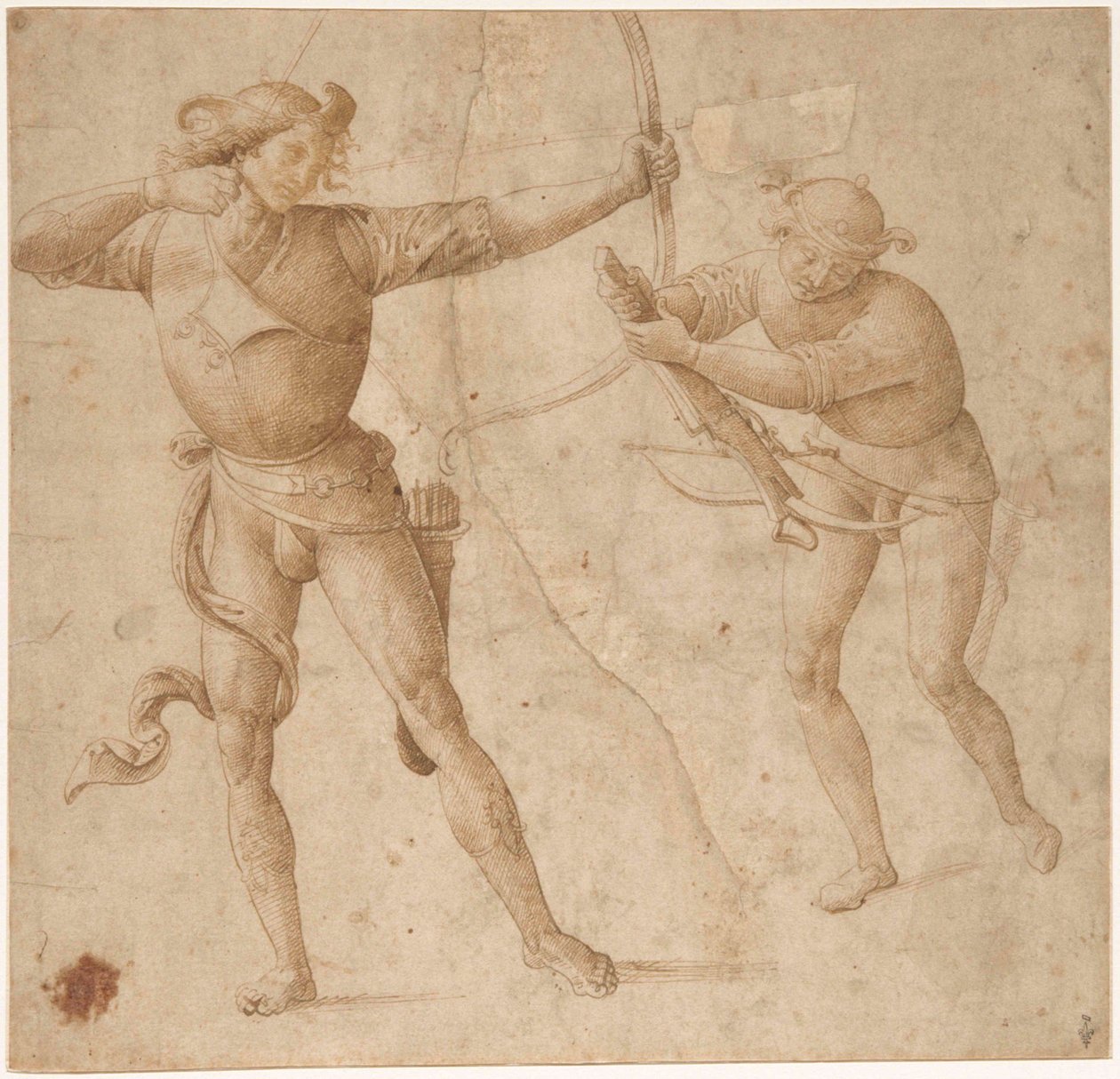 Egy íjász és egy arbalista, c. 1500. alkotó: Perugino