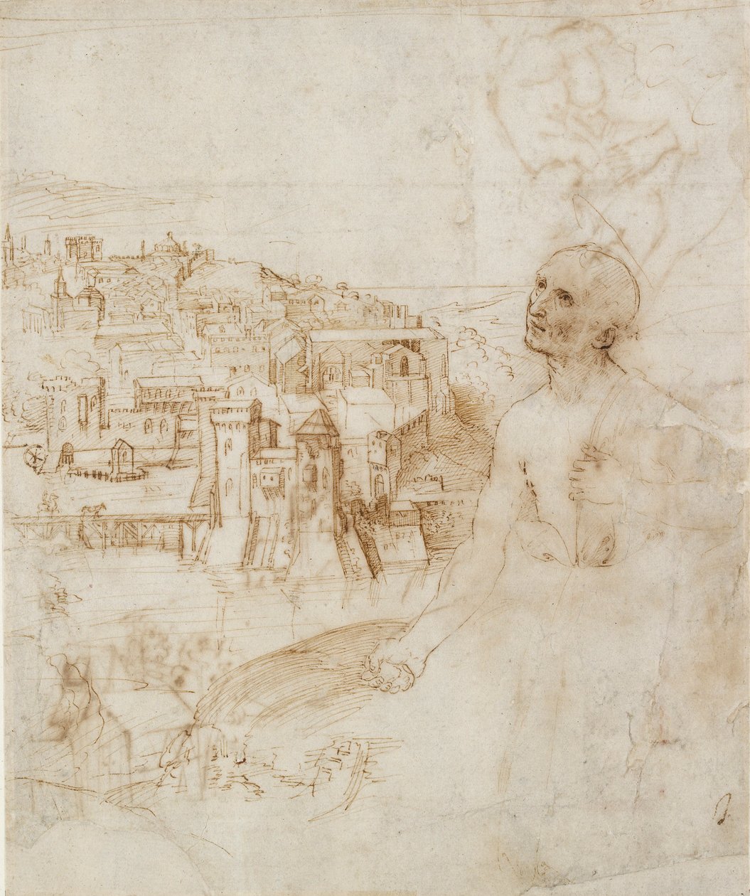 Kilátás Perugia városára, a bűnbánó Szent Jeromossal az előtérben, 1500-1504 alkotó: Perugino