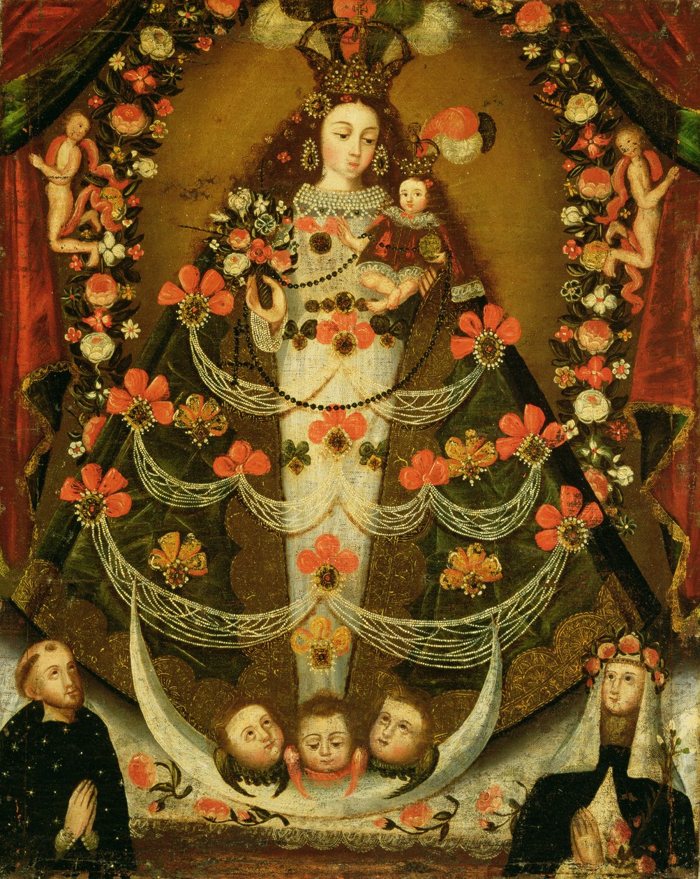 Pomatai Szűz Tolentinói Szent Miklóssal és Limai Szent Rózsával (1586-1617) alkotó: Peruvian School