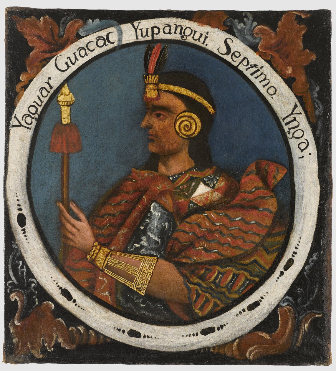 Yahuar Huacac Yupanqui, a hetedik inka király, a 18. század közepe alkotó: Peruvian School