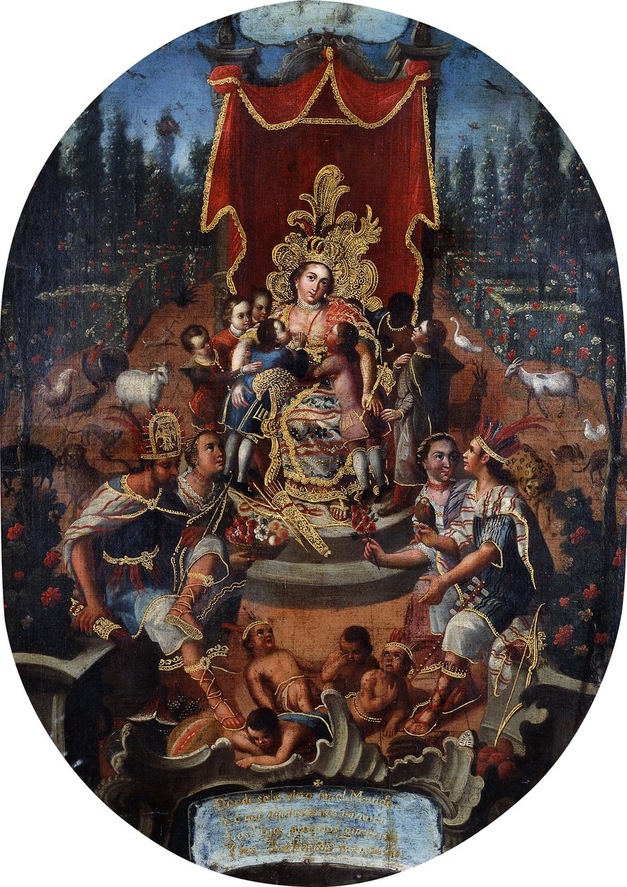 Amerika, a spanyol nemesfiúk ápolása, 1770 körül alkotó: Peruvian School