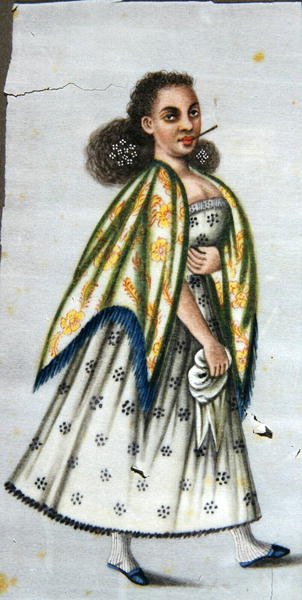 Hölgy cheroottal, 1820 körül (akvarell, papír) alkotó: Peruvian School
