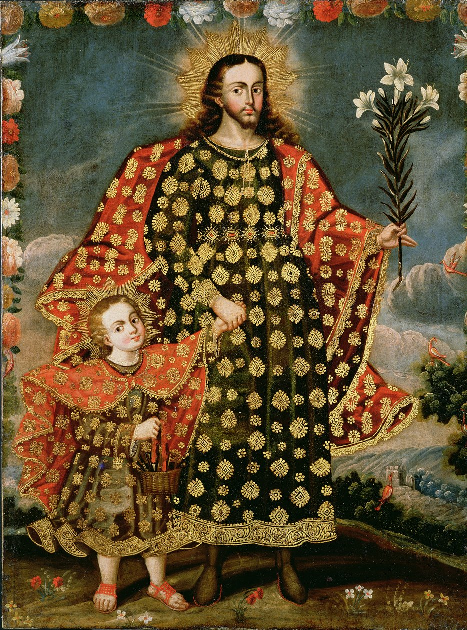 Szent József és a gyermek Krisztus, 17. század vége - 18. század eleje alkotó: Peruvian School