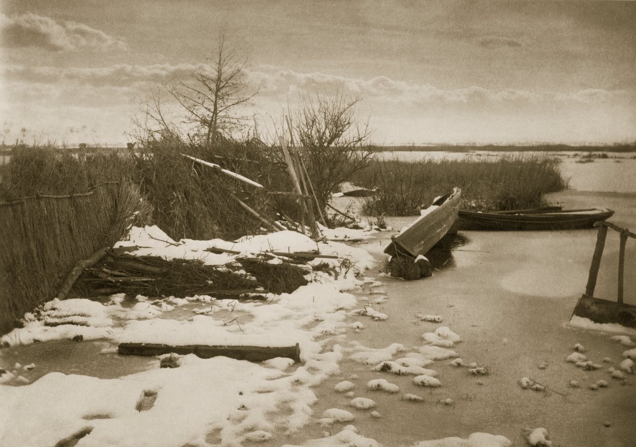Az első fagy, élet és táj a Norfolk Broads-on, 1886 körül alkotó: Peter Emerson und Thomas Goodall