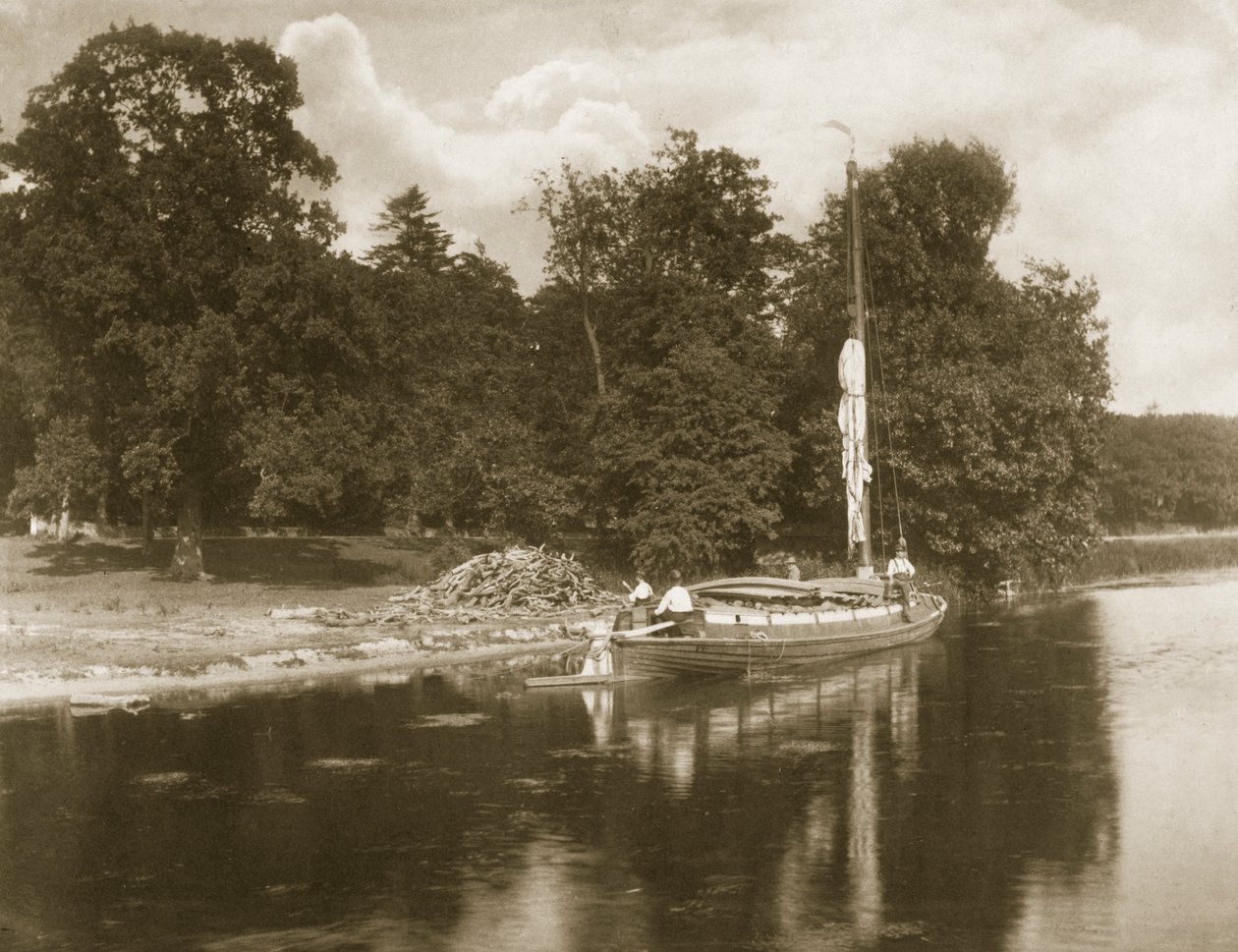 A Bune folyó Coltshallnál, Élet és táj a Norfolk Broadson, 1886 körül alkotó: Peter Emerson und Thomas Goodall