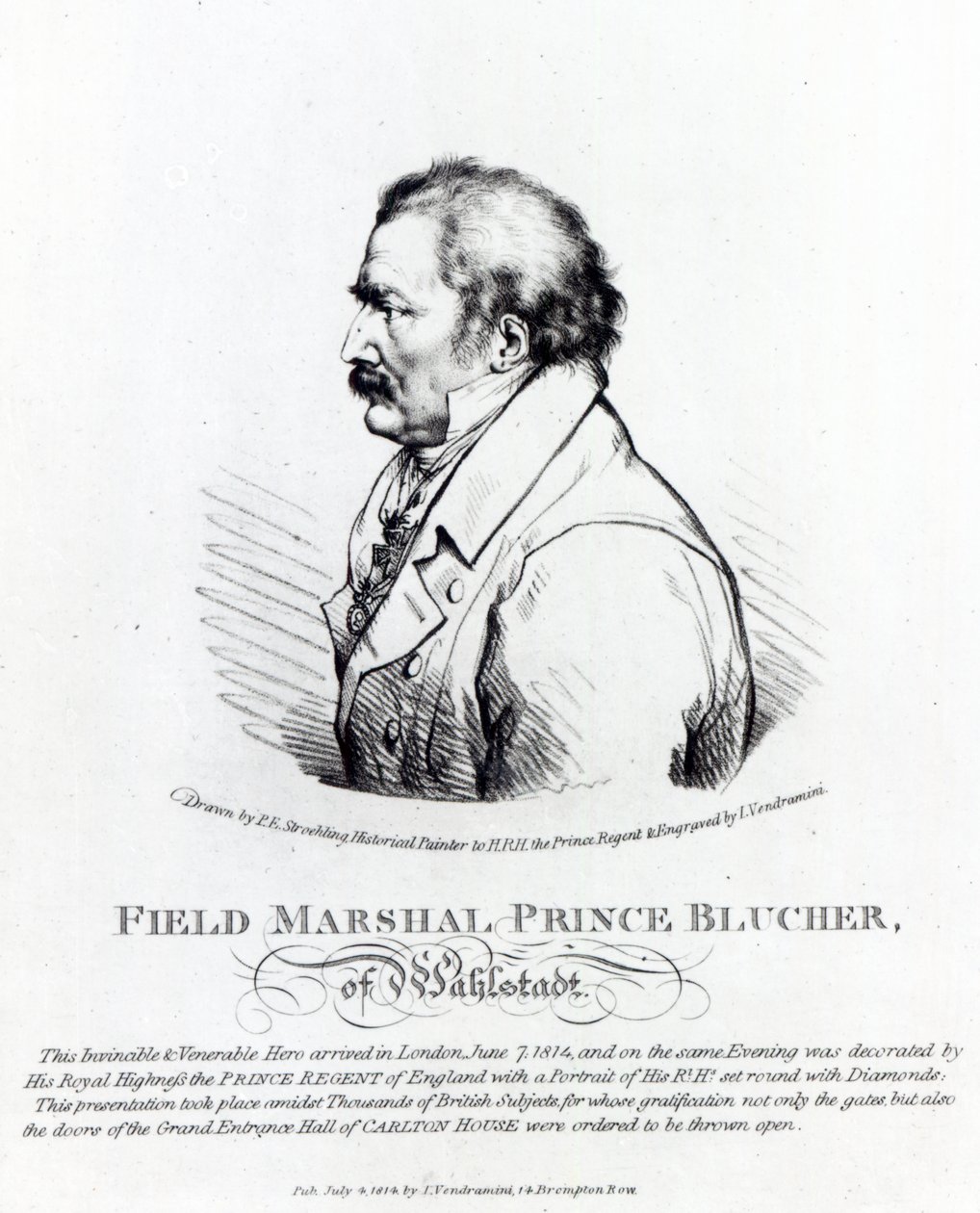 Blucher wahlstadti tábornagy, J. Vendramini metszet, 1814 alkotó: Peter Eduard Stroehling