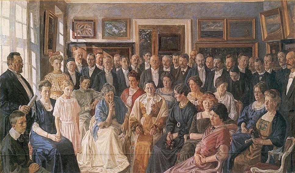 Festmény a Faaborg Múzeum 1910 -es megnyitójából alkotó: Peter Marius Hansen