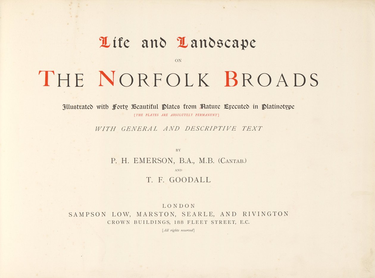 Élet és táj a Norfolk Broadsban. A Nature Execut negyven gyönyörű tányérjával illusztrálva ... alkotó: Peter Henry Emerson