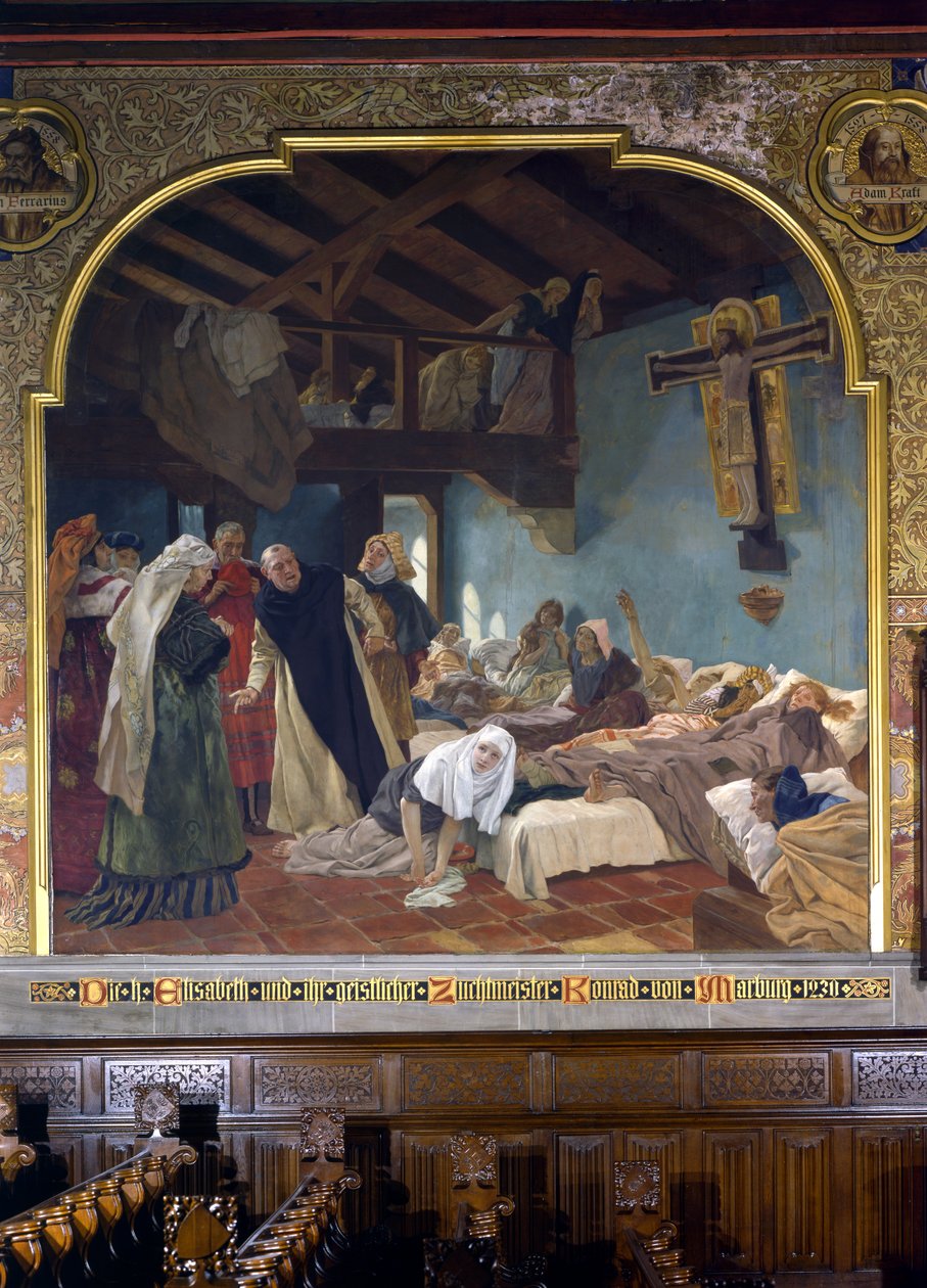 Szent Erzsébet és gyóntatója Marburgi Konrád 1230-ban, 1903 alkotó: Peter Johann Theodor Janssen