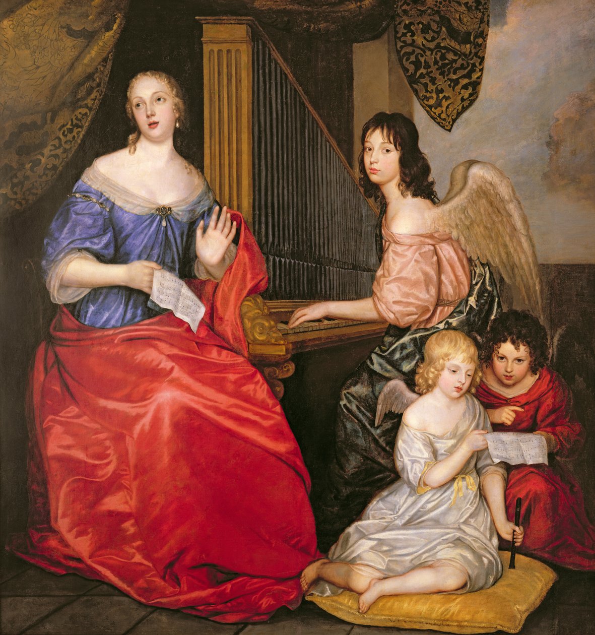 Francoise Louise (1644-1710) La Valliere hercegnője gyermekeivel angyalként alkotó: Peter Lely