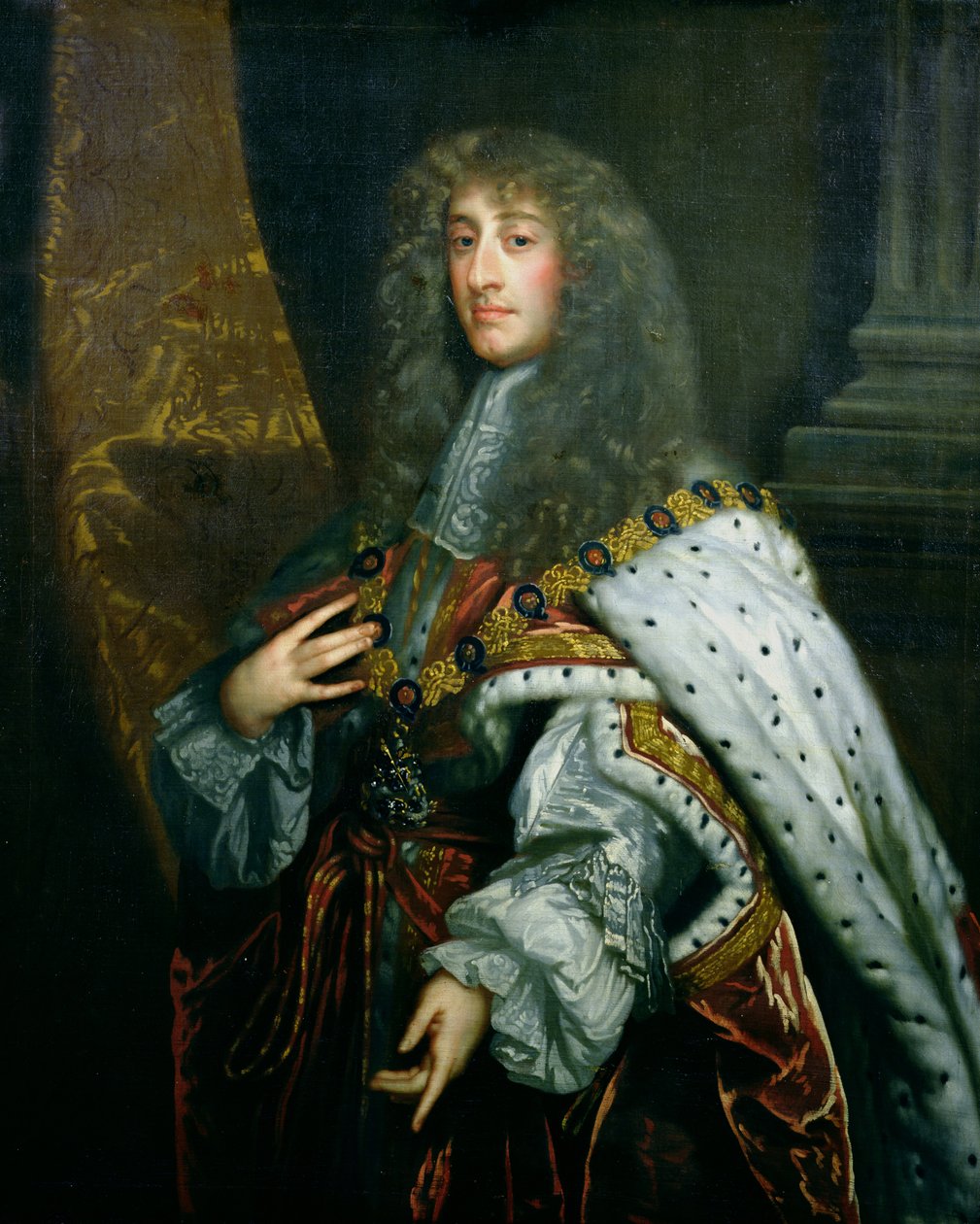 II. Jakab (1633-1701) portréja harisnyakötőben alkotó: Peter Lely