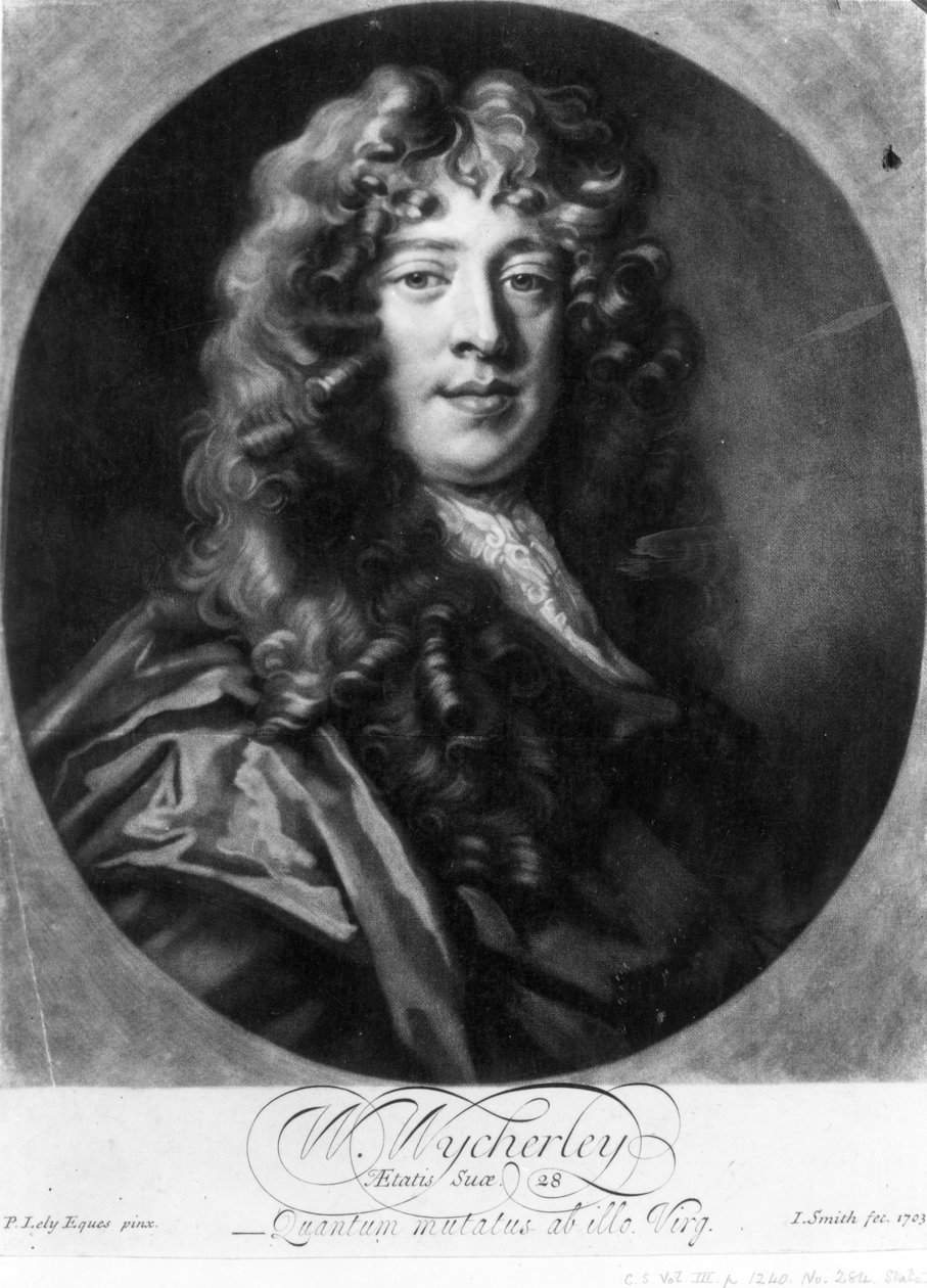 William Wycherley, John Smith metszete, 1703 alkotó: Peter Lely