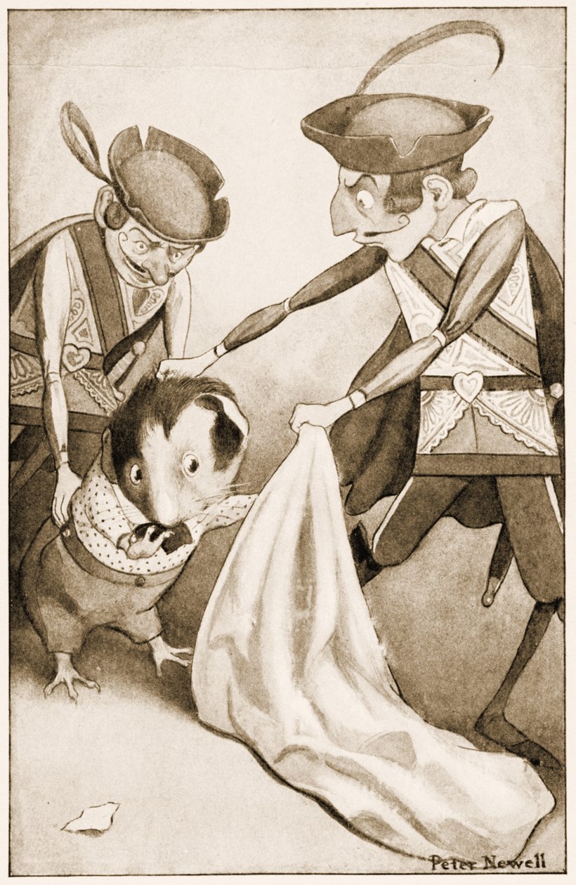 "Ebbe csúsztatták a tengerimalacot", illusztráció Lewis Carroll Alice Csodaországban című könyvéhez, 1901 alkotó: Peter Newell