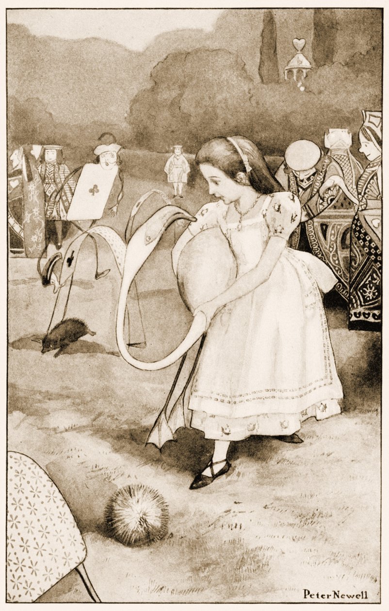 "Körülfordulna, és felnézne az arcába", illusztráció Lewis Carroll Alice Csodaországban című könyvéhez, 1901 alkotó: Peter Newell