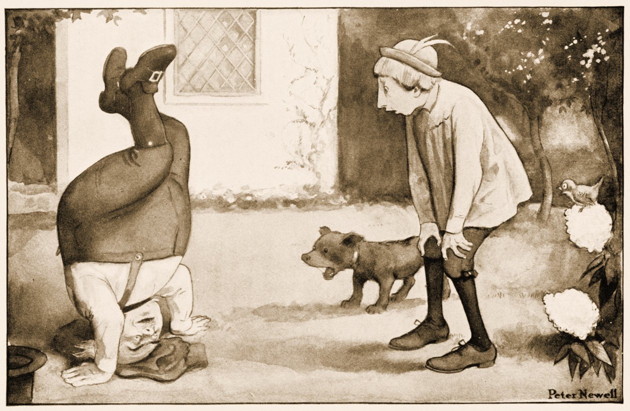 "Villamos atya a fején áll", illusztráció Lewis Carroll Alice Csodaországban kalandjaihoz, 1901 alkotó: Peter Newell
