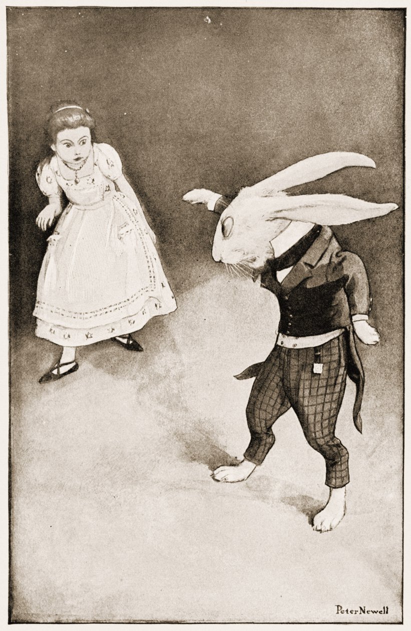 "Miért, Mary Ann, mit keresel itt?", illusztráció Lewis Carroll Alice Csodaországban című könyvéhez, 1901 alkotó: Peter Newell