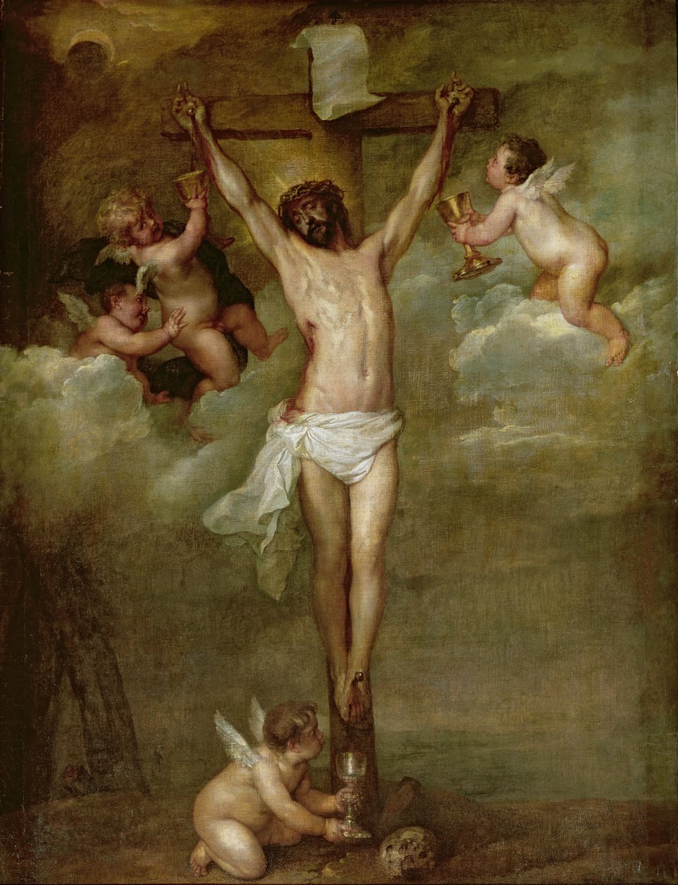 Krisztust angyalok kísérték, akik kelyheket tartanak alkotó: Peter Paul Rubens