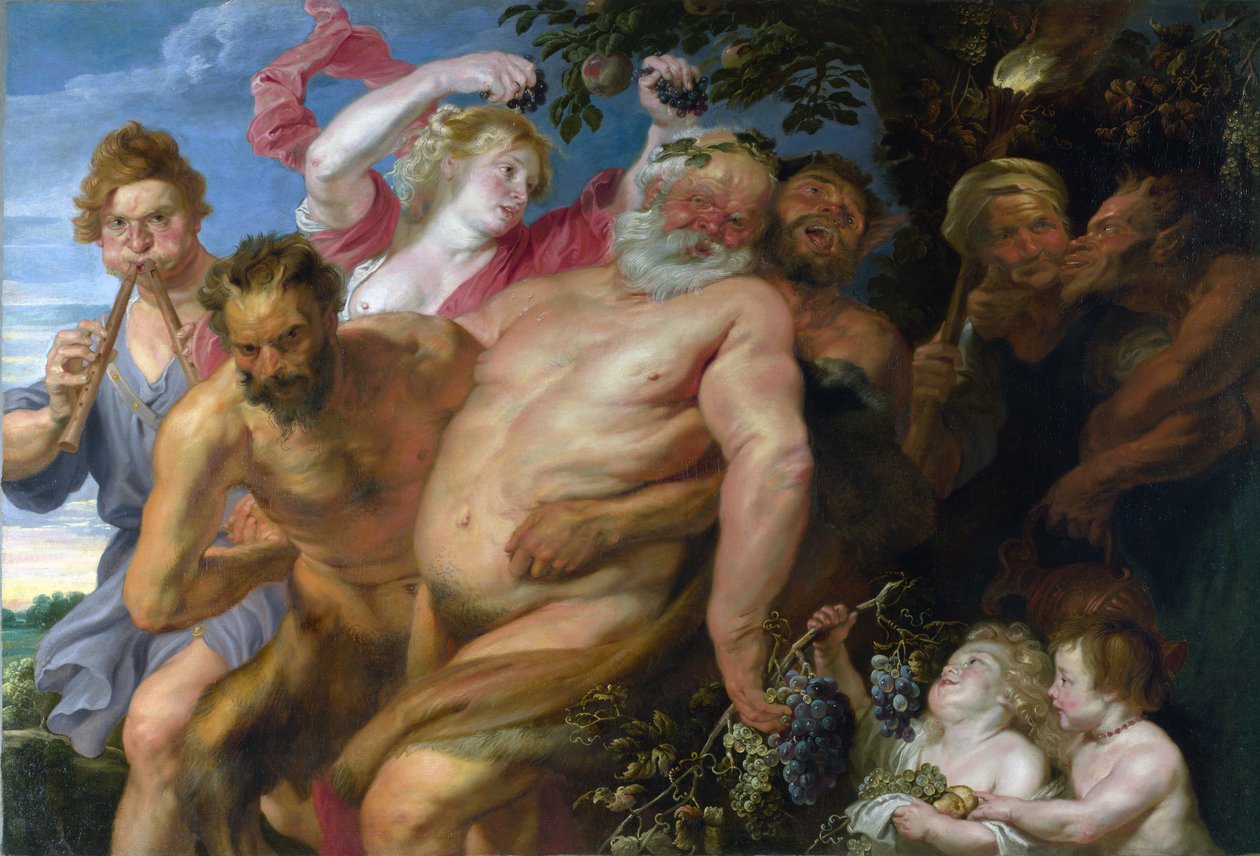 Részeg Silenus Szatírok által támogatott, 1620 körül alkotó: Peter Paul Rubens