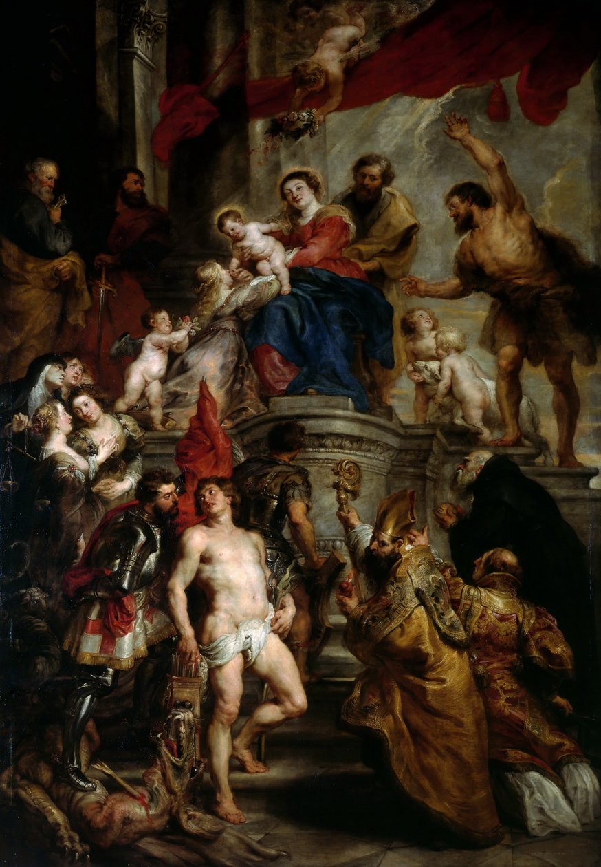 Madonna trónra lépett a gyermekekkel és a szentekkel alkotó: Peter Paul Rubens