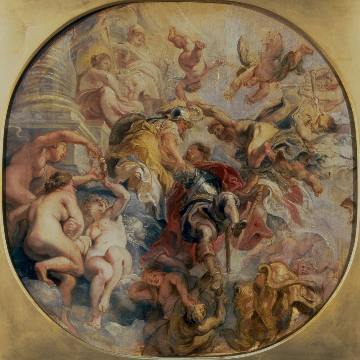 Minerva és Mercury elvezényli Buckingham hercegét (1592-1628) az Erény Templomába, 1625 előtt alkotó: Peter Paul Rubens