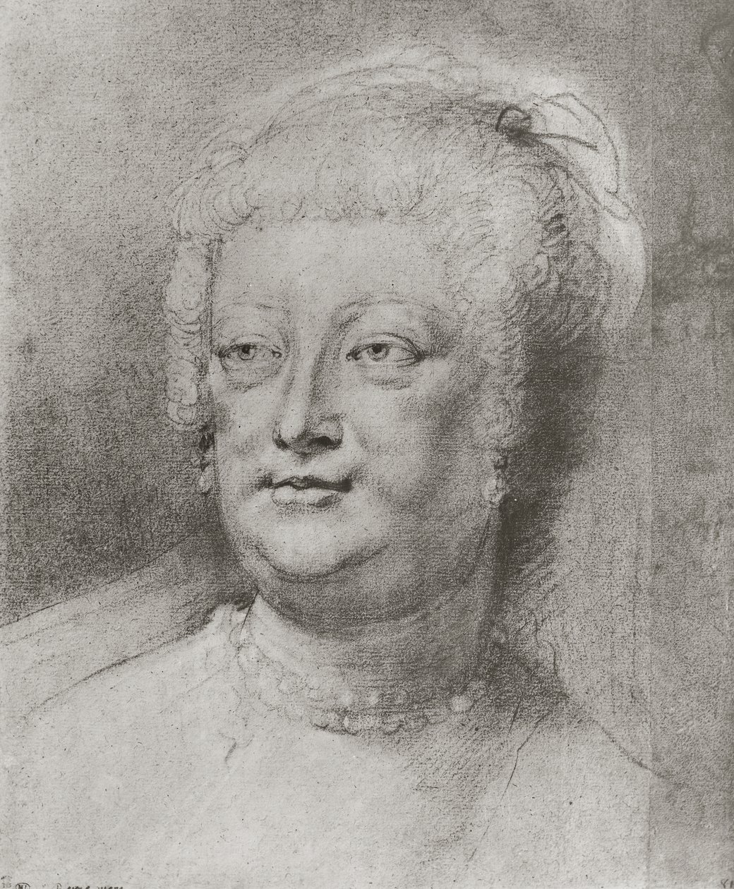 Marie de Medici (1573-1642) portréja, 1622 (pierre noire és vörös kréta fehér kiemeléssel) alkotó: Peter Paul Rubens