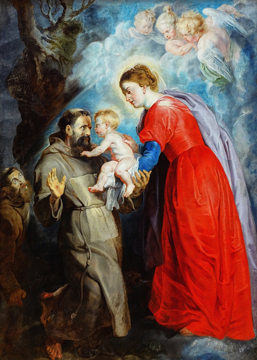 Szent Ferenc fogadja a gyermek Jézust a Szűz kezéből alkotó: Peter Paul Rubens