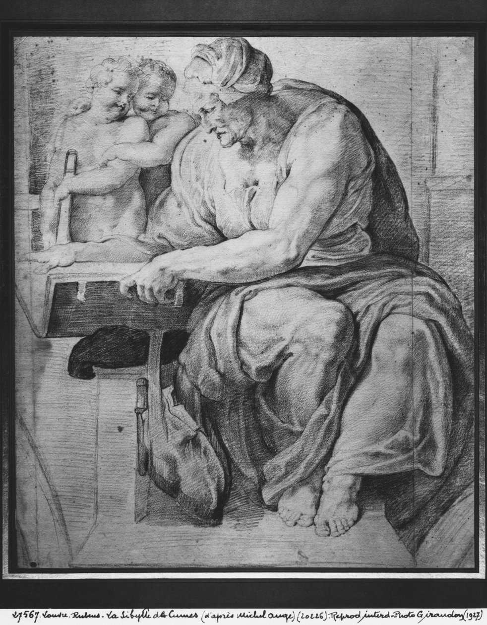 A kumai szibilla Michelangelo Buonarroti (1475-1564) nyomán (pierre noire és vörös kréta papíron) alkotó: Peter Paul Rubens