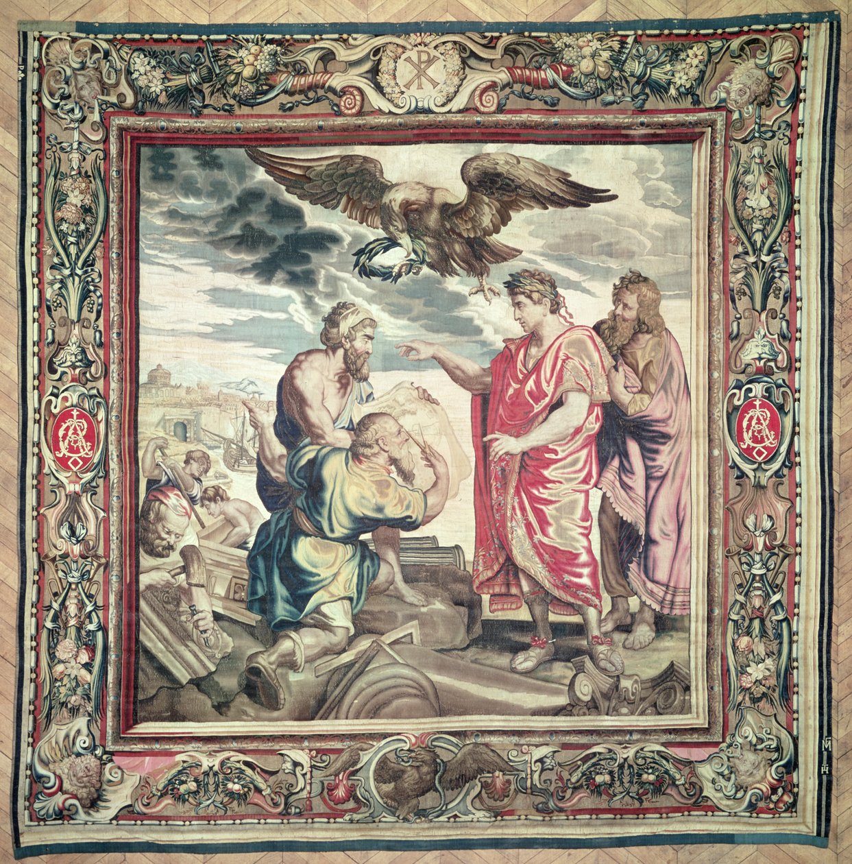 Konstantinápoly alapítása, a Konstantin császár története sorozatból, Philippe Maecht és Hans Taye, Ateliers du Faubourg Saint-Marcel, 1663 előtt (gyapjú és selyem kárpit) alkotó: Peter Paul Rubens