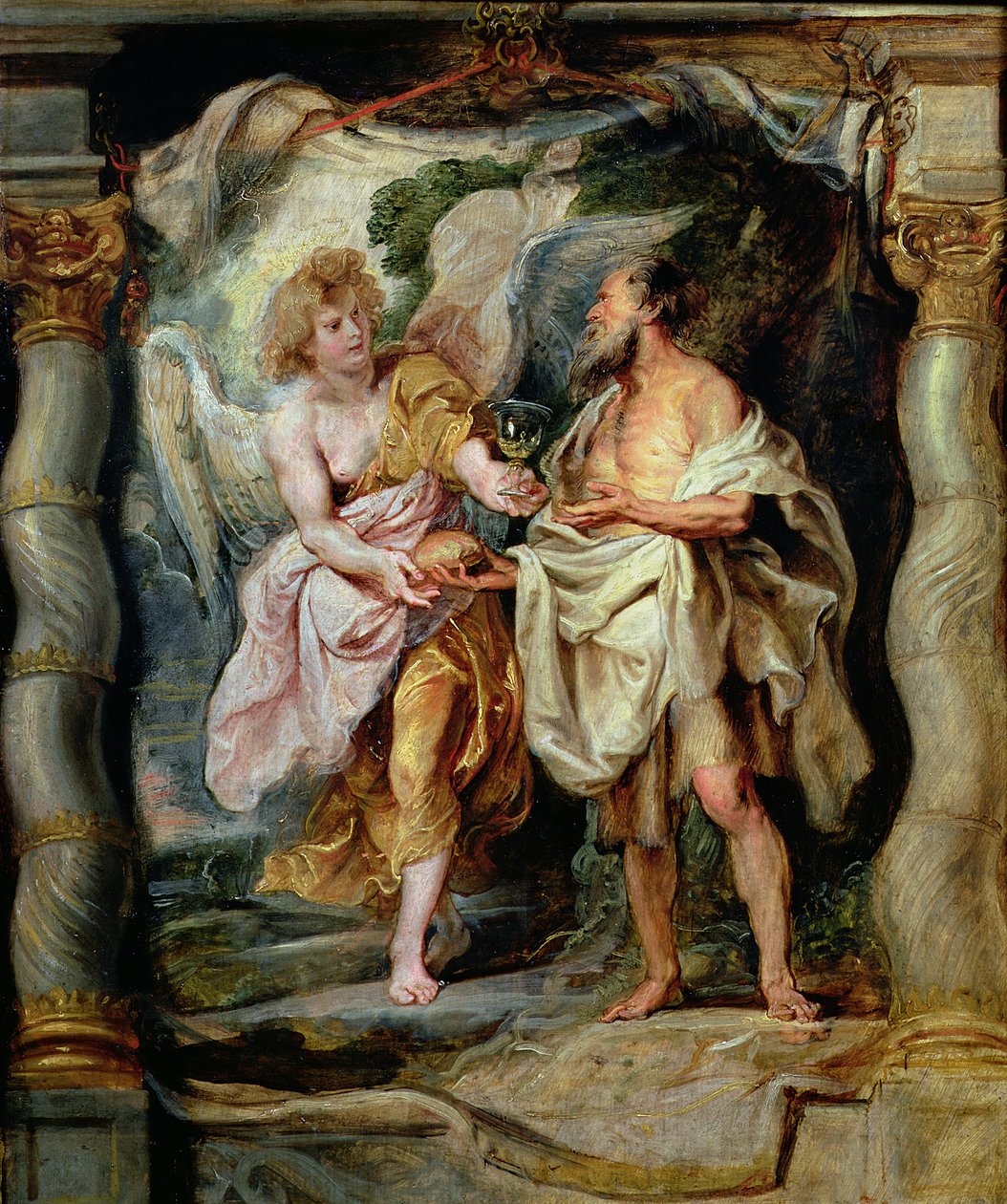 Illés próféta és az angyal a vadonban, 1626-28 (panel) alkotó: Peter Paul Rubens