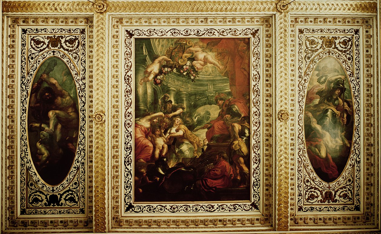 The Whitehall Ceiling: A koronák egyesítése, 1632-34 alkotó: Peter Paul Rubens