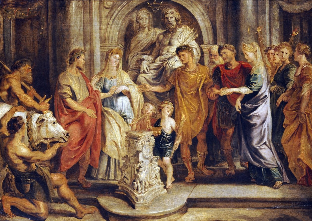 Constantinus és Fausta, valamint Constantia és Licinius házassága alkotó: Peter Paul Rubens