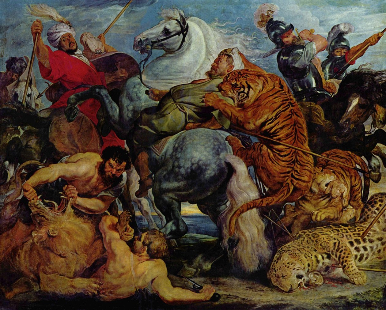 Tigris- és oroszlánvadászat alkotó: Peter Paul Rubens